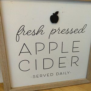 New Wood sign Fresh Pressed Apple Cider served daily - Fall w.hanger *imperfect